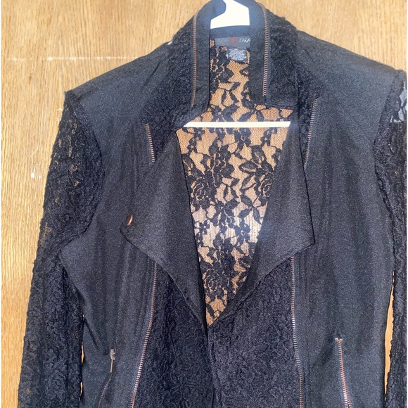 Denim and sheer lace jackets, 1 black, 1 white, both size medium - Picture 1 of 6